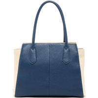 JODY — Blue & Ivory Pebble Leather Tote Bag - Diazza