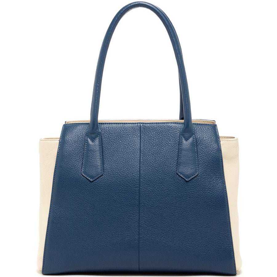 JODY — Blue & Ivory Pebble Leather Tote Bag - Diazza