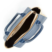 JODY — Blue & Ivory Pebble Leather Tote Bag - Diazza