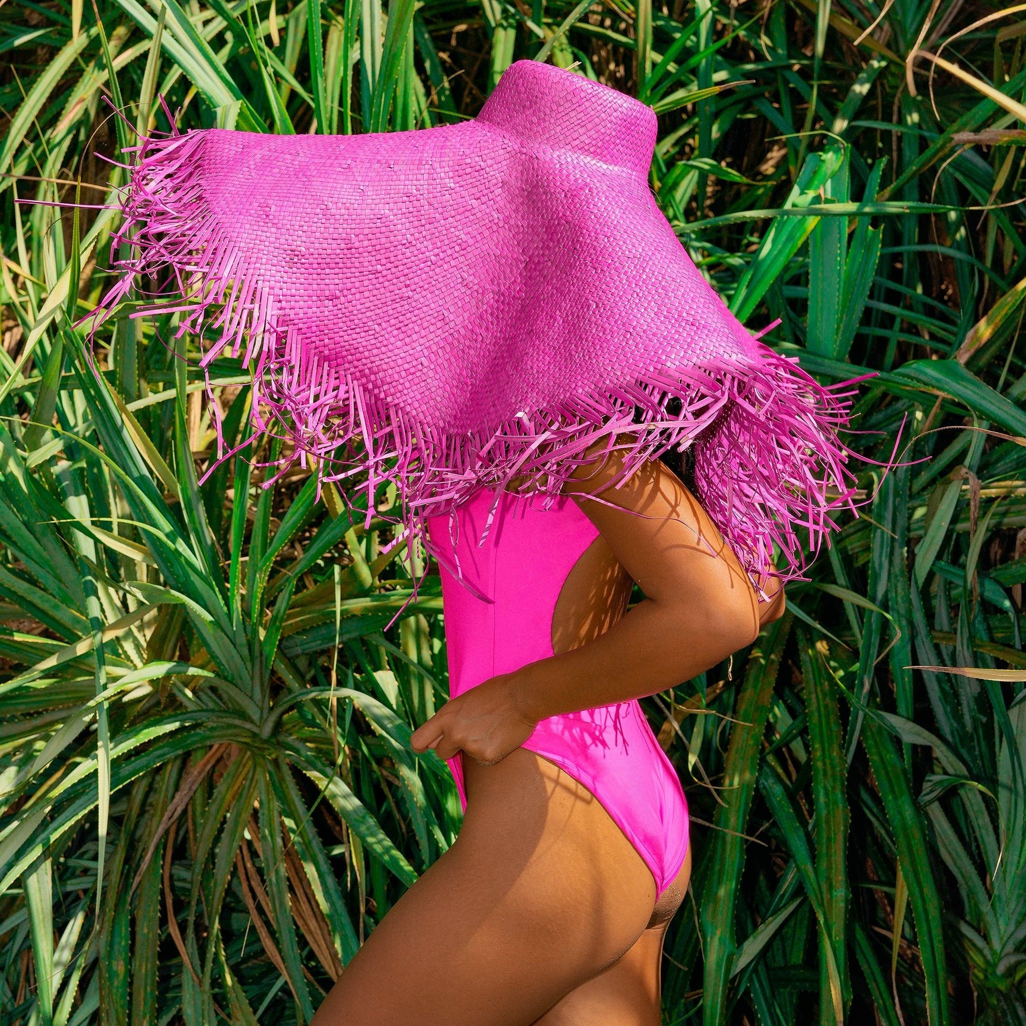 JUPITER Open - back Recycled One - piece Swimsuit in Hot Pink - Diazza