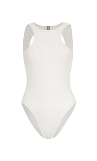 JUPITER Open - back Recycled One - piece Swimsuit in White - Diazza