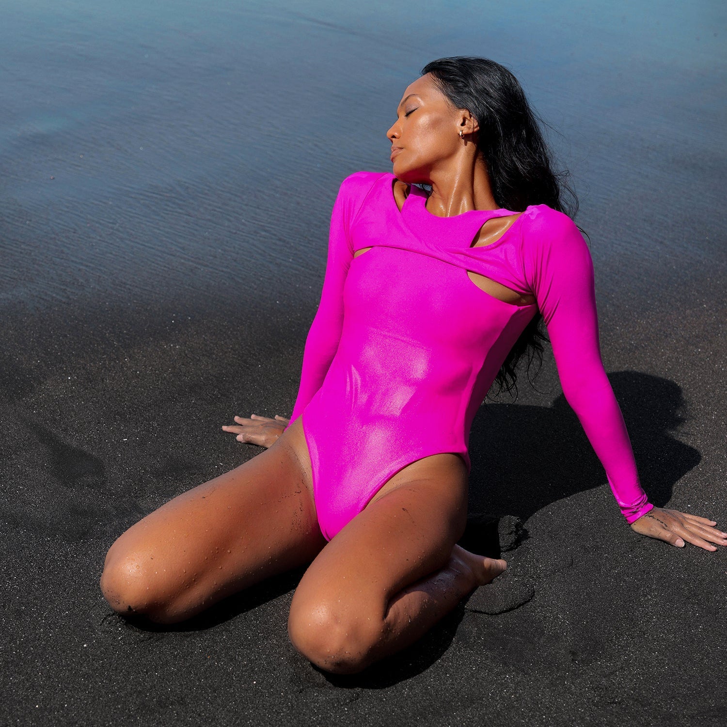 JUPITER Open - back Recycled Two - piece Swimsuit in Hot Pink - Diazza