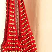 Karma Wooden Crochet Beads Bag in Red - Diazza
