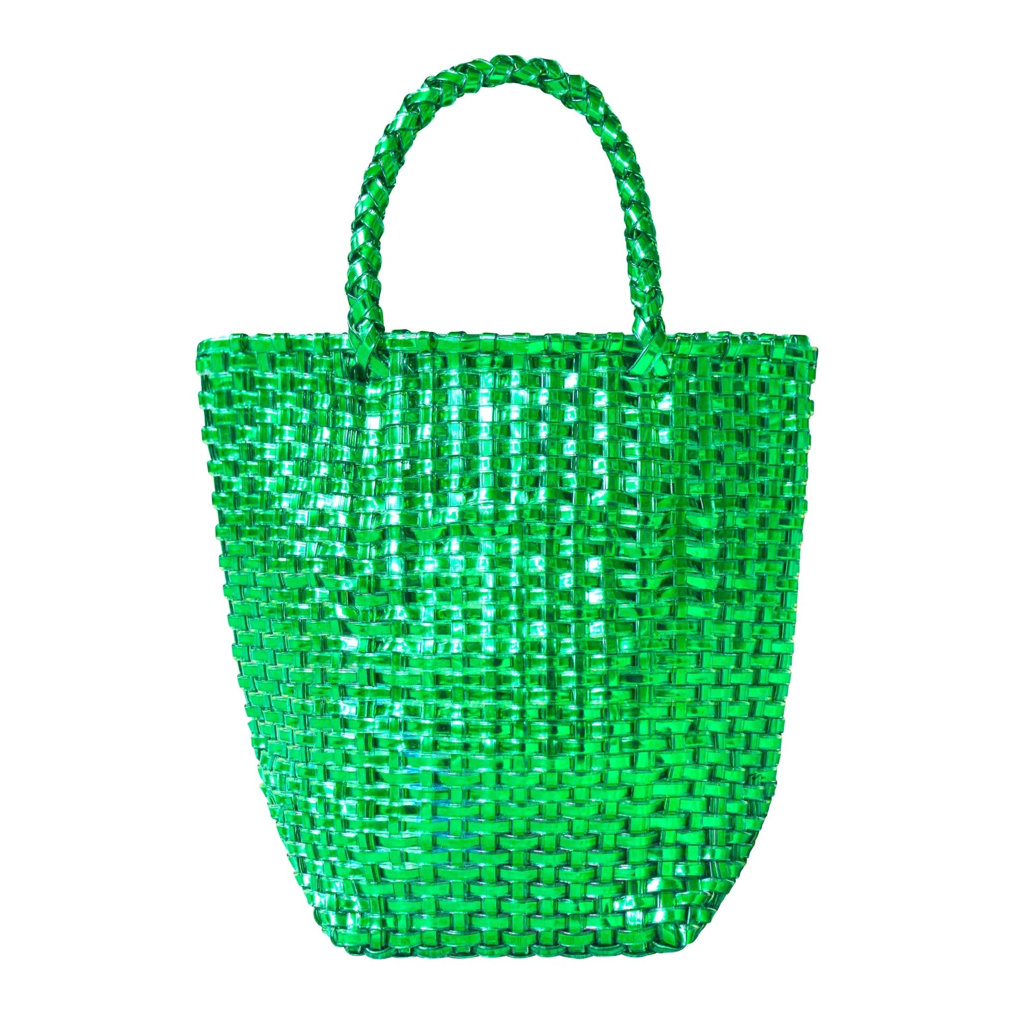 La Tote Recycled Tote Bag In Metallic Green - Diazza