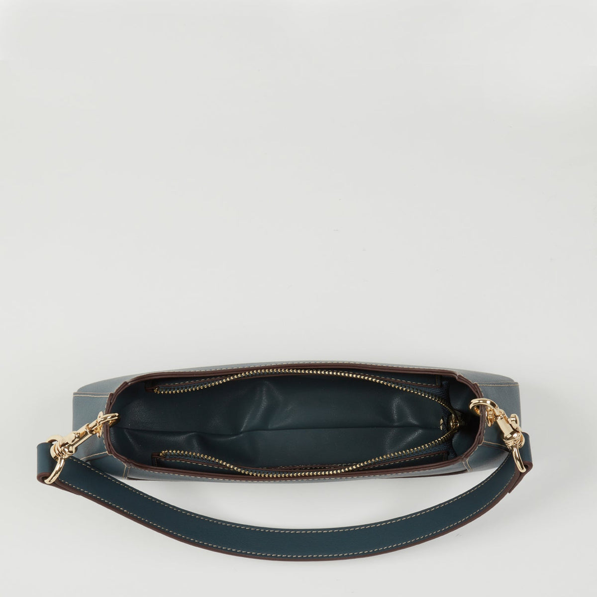 Emily Leather Baguette Bag East West Handbag Blue SUSU