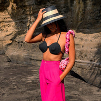 LEIA Cotton Rope Bikini Top In Black - Diazza