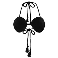 LEIA Cotton Rope Bikini Top In Black - Diazza