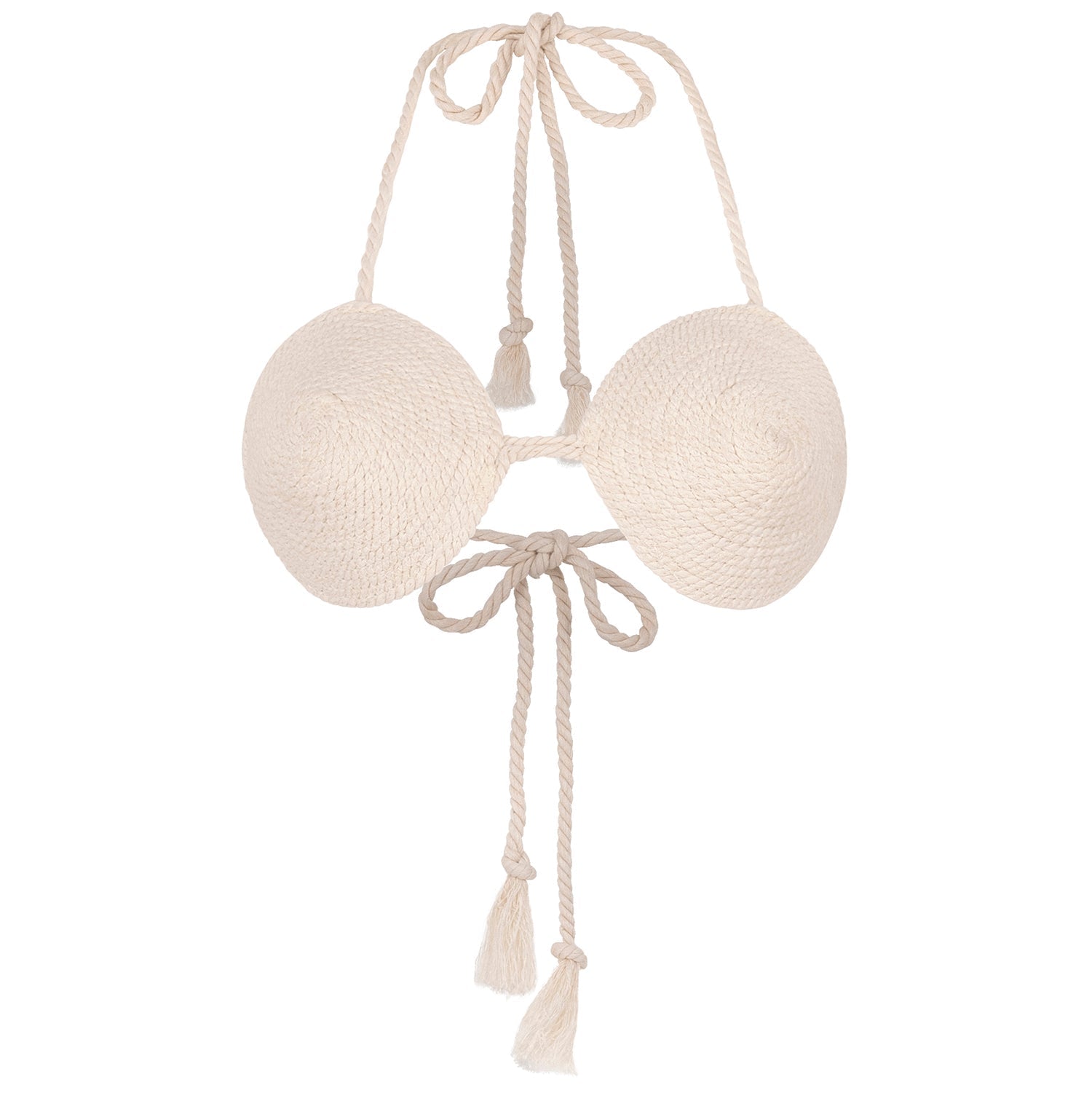 LEIA Cotton Rope Bikini Top In Off - white - Diazza