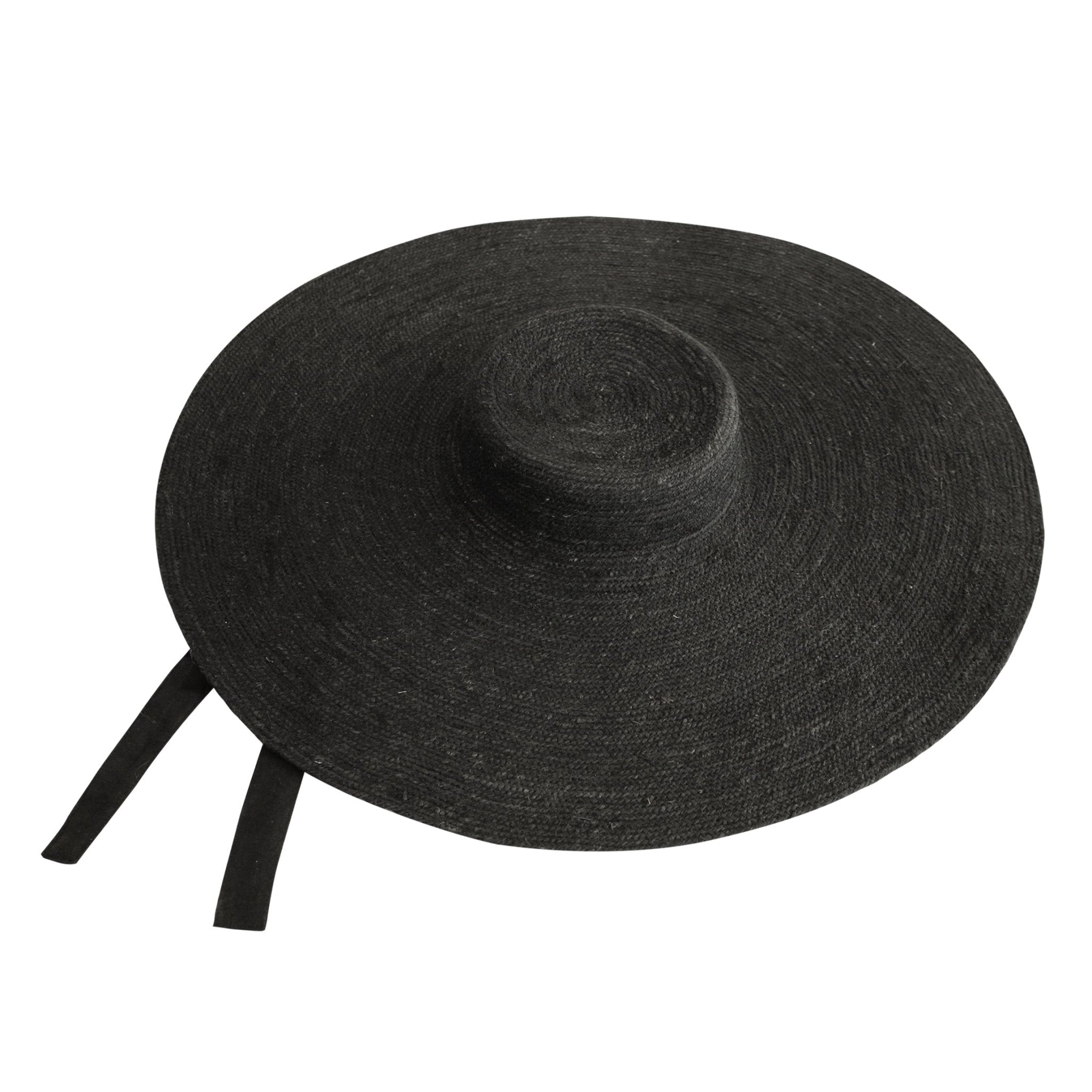 LOLA Wide Brim Jute Straw Hat In Black - Diazza