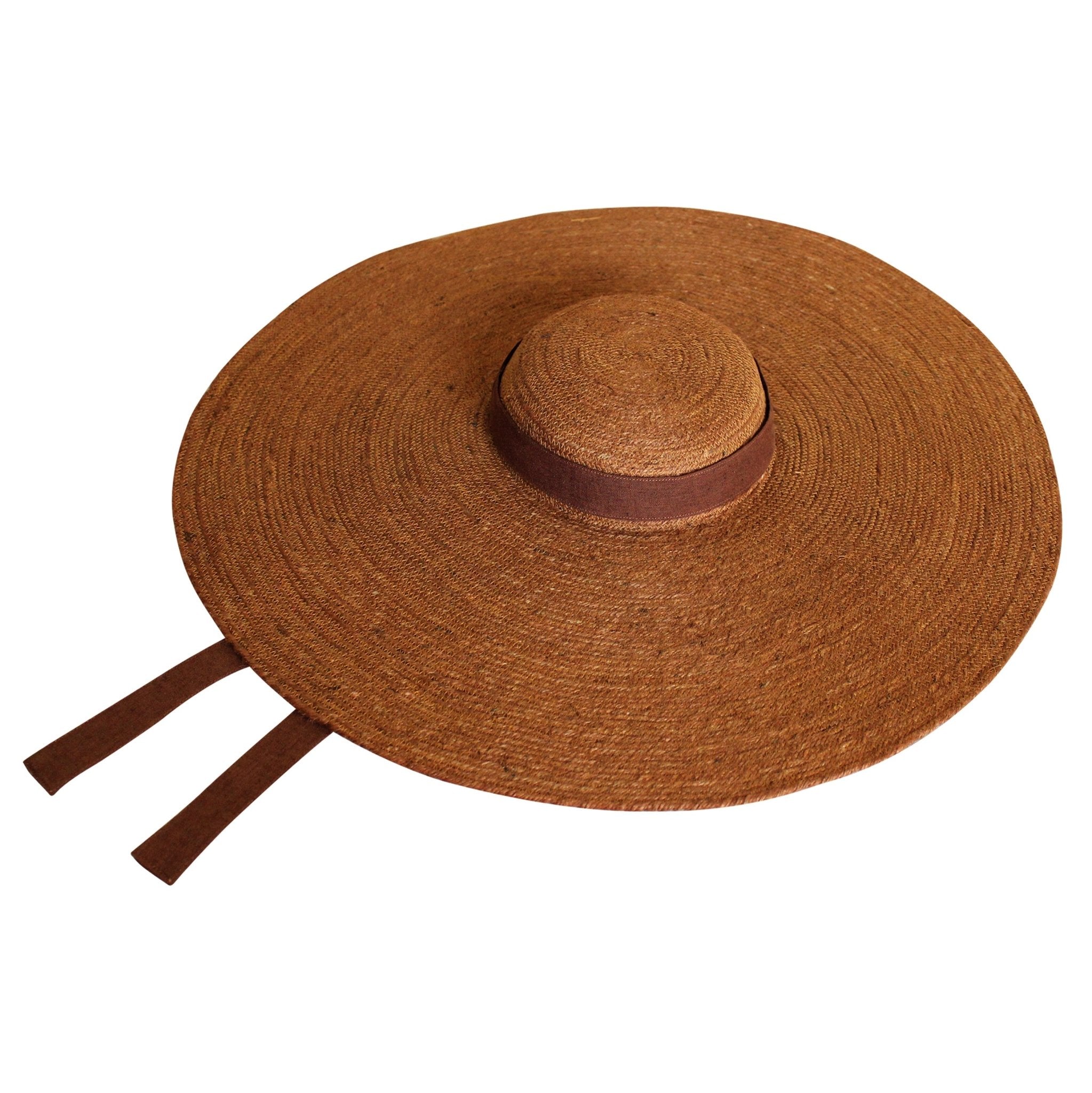 LOLA Wide Brim Jute Straw Hat In Havana Brown - Diazza
