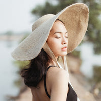 LOLA Wide Brim Jute Straw Hat In Natural Beige - Diazza