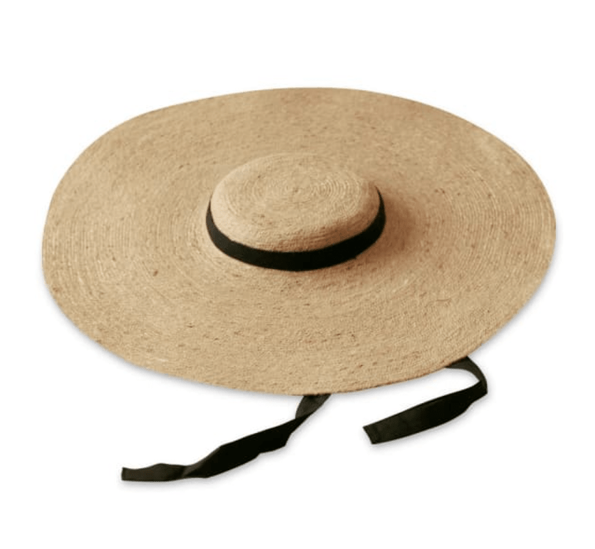 LOLA Wide Brim Jute Straw Hat with Black Strap - Diazza