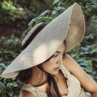 LOLA Wide Brim Jute Straw Hat with Black Strap - Diazza