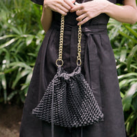 LYON Macrame Tote Bag In Black - Diazza