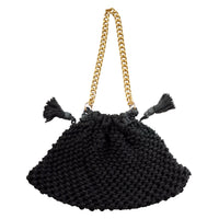LYON Macrame Tote Bag In Black - Diazza