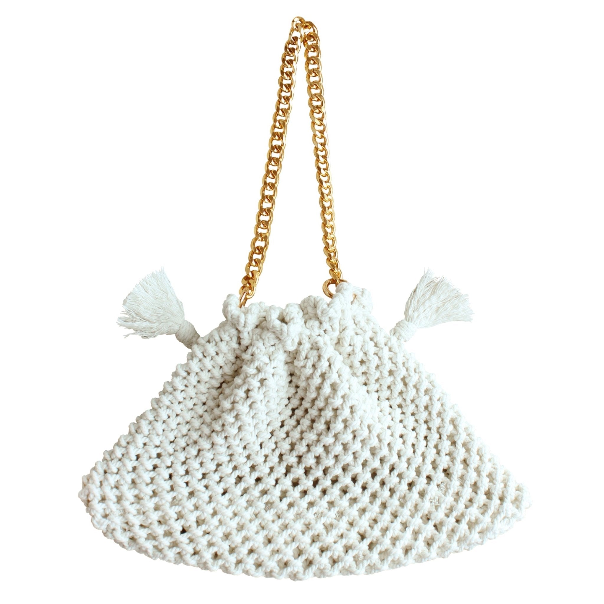 LYON Macrame Tote Bag, in Off White - Diazza
