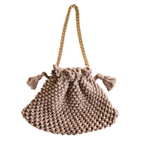 LYON Macrame Tote Bag, in Toasted Beige - Diazza