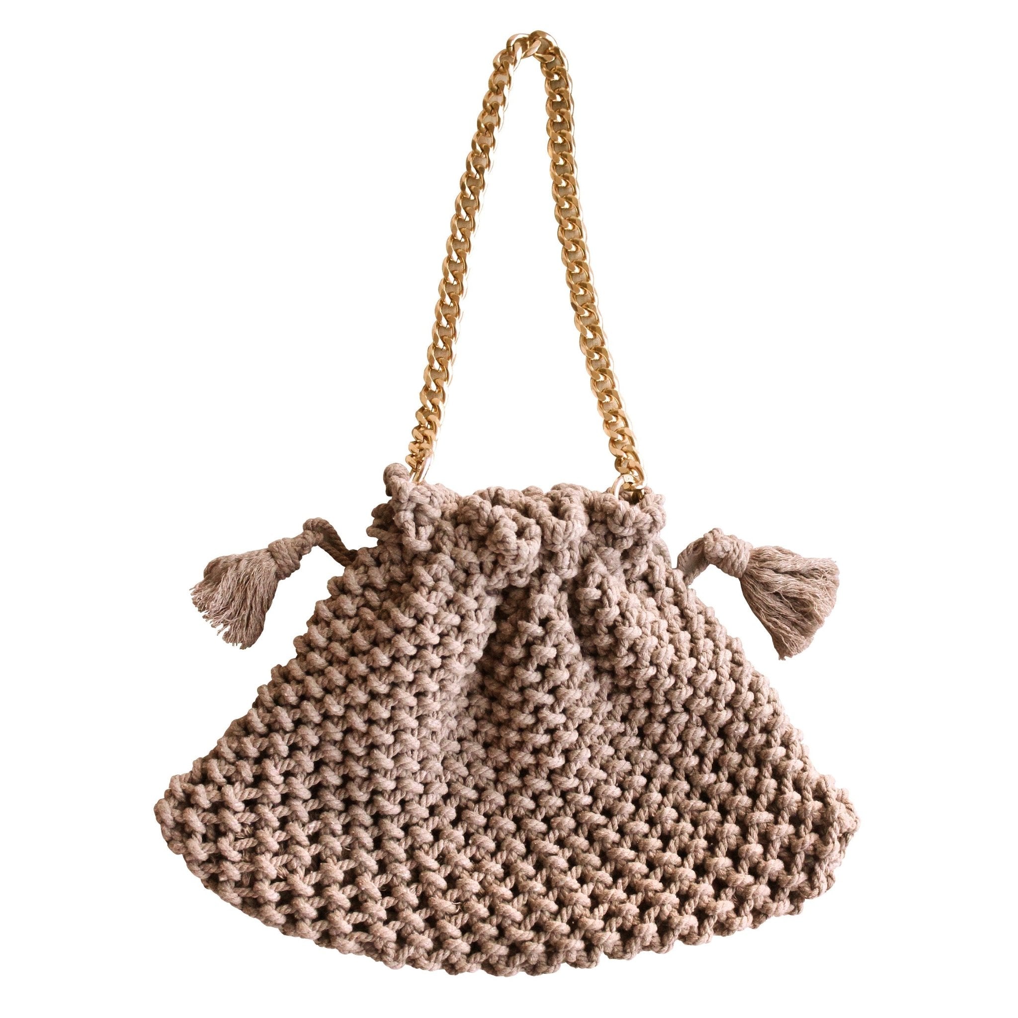 LYON Macrame Tote Bag, in Toasted Beige - Diazza
