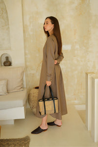MAGNOLIA — Bali Handmade Cane Rattan & Leather Tote Bag - Diazza