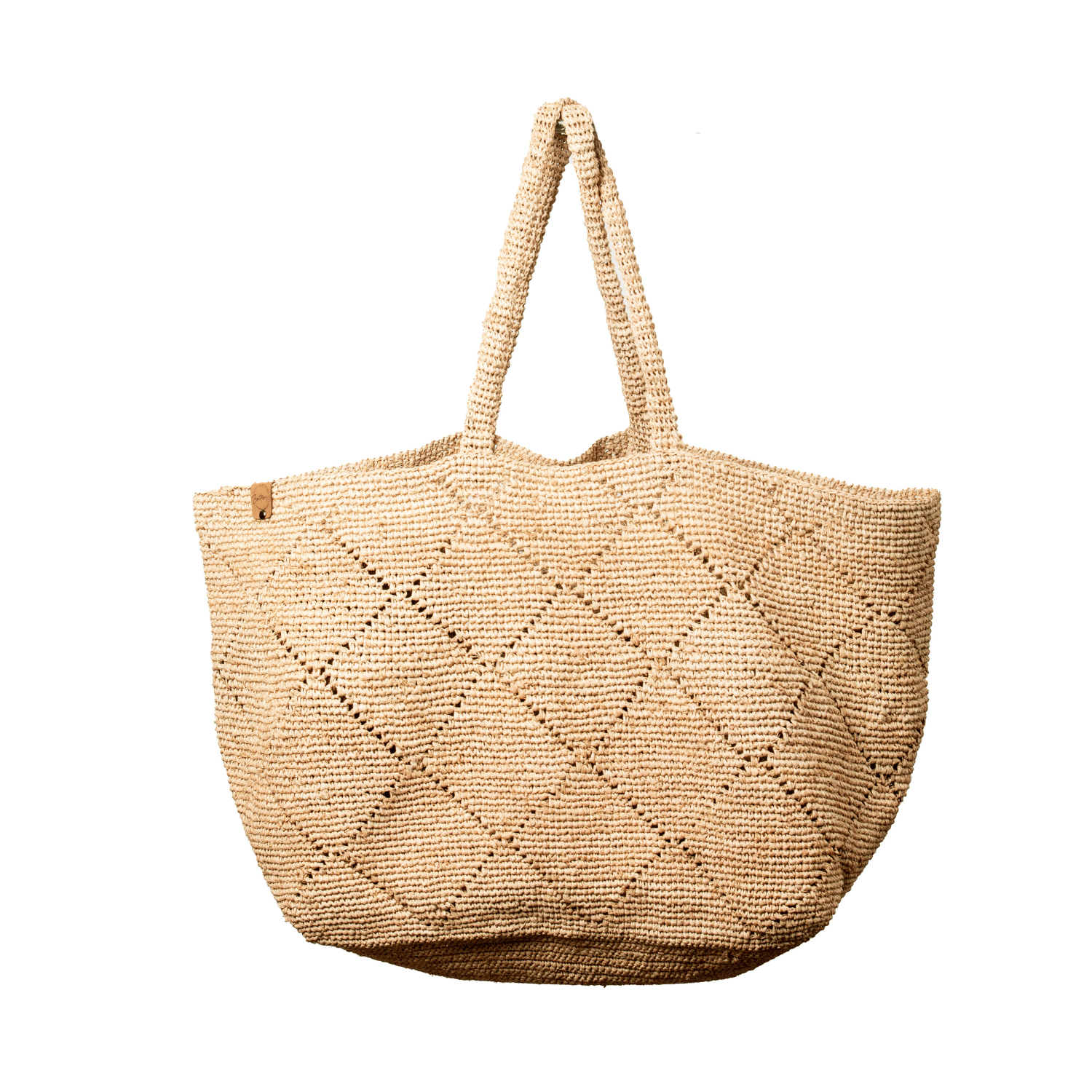 MARIA — Madagascar Handmade Raffia Beach Tote Bag, Natural - Diazza