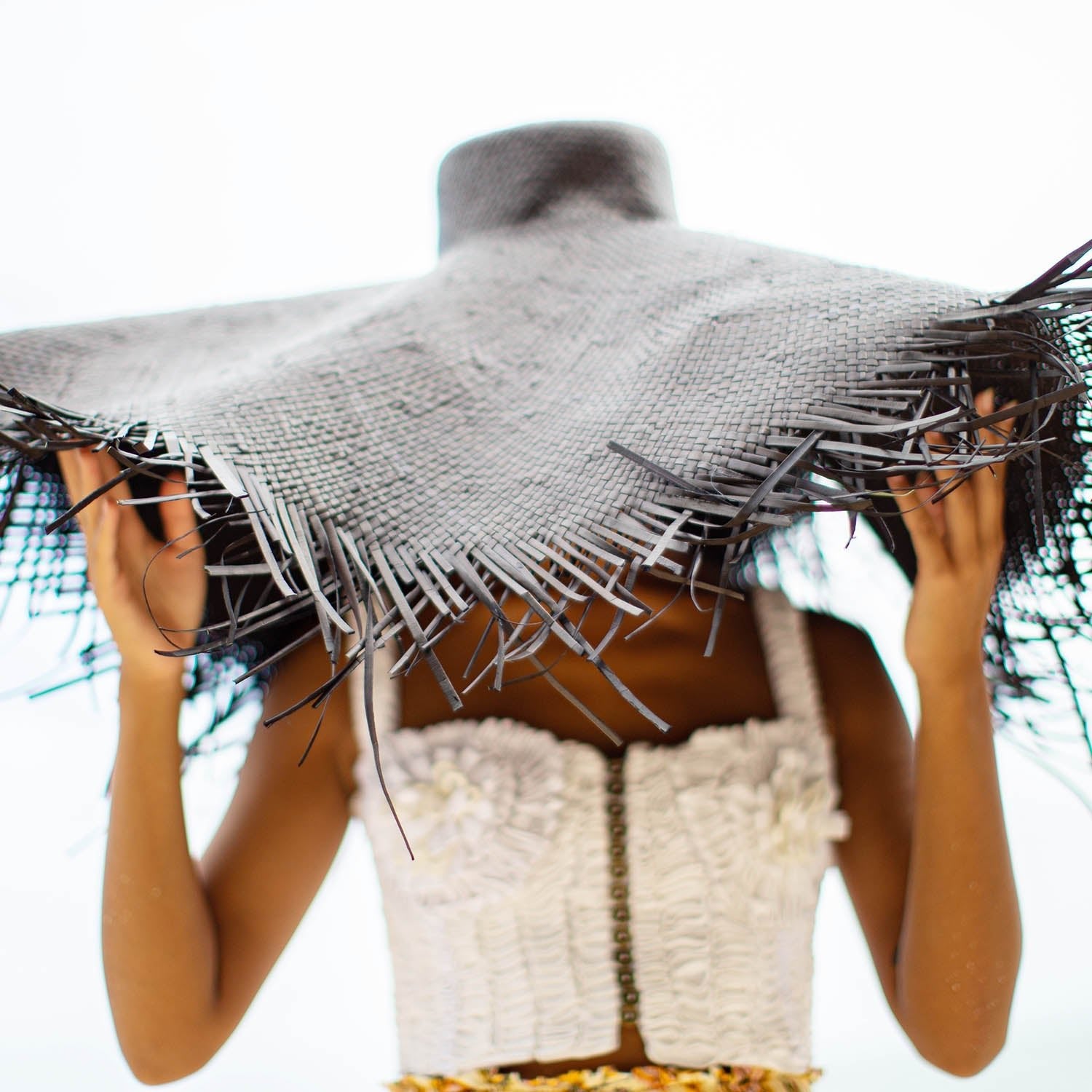 MARIGOLD Hand - embroidered Ribbon Bustier Top In White - Diazza