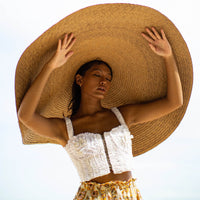 MARIGOLD Hand - embroidered Ribbon Bustier Top In White - Diazza