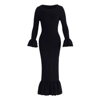 MARJORIE Bamboo Ruffle Dress, in Black - Diazza