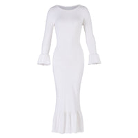 MARJORIE Bamboo Ruffle Dress In Off - white - Diazza