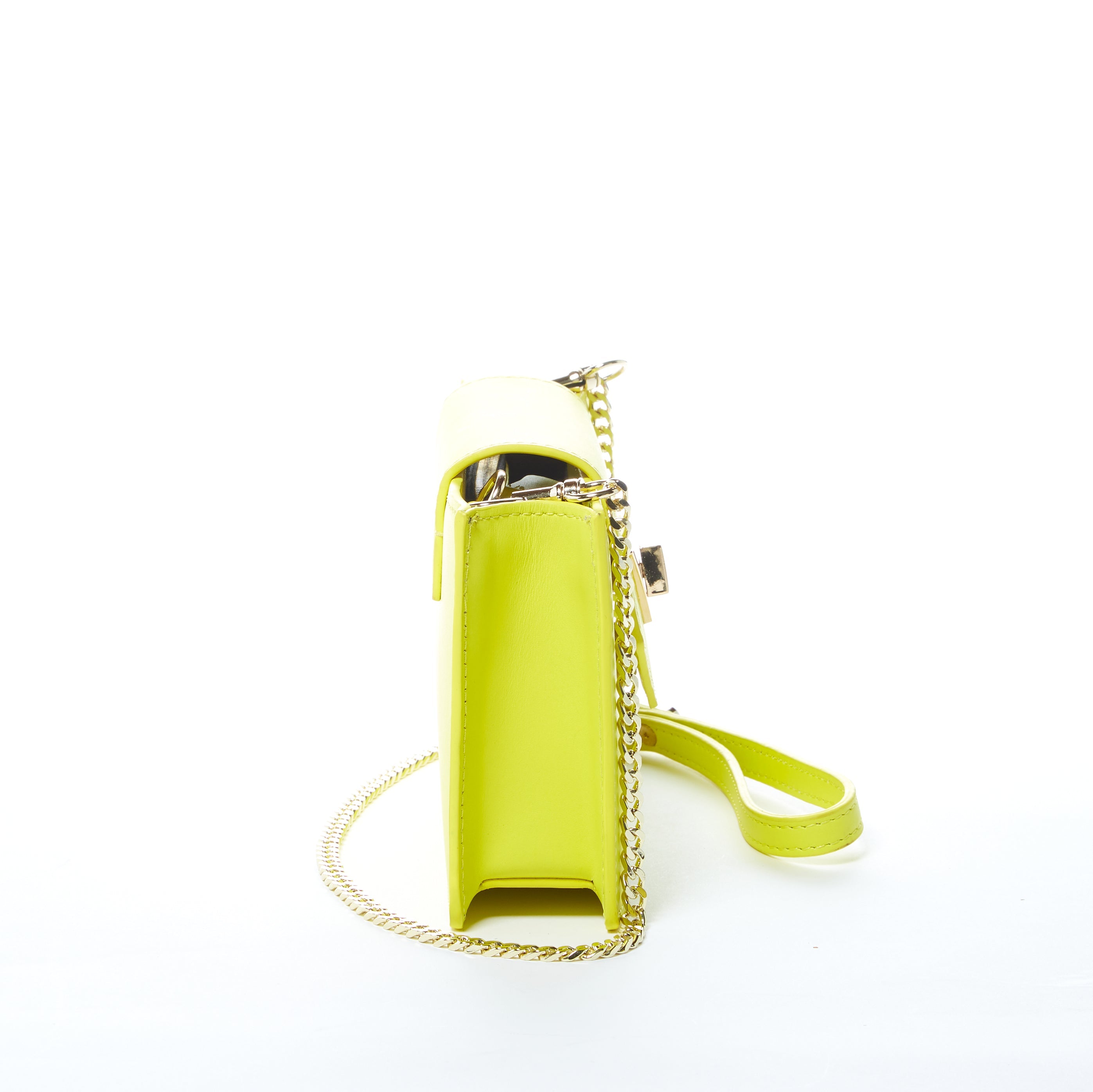 Bright Yellow Mini Crossbody Purse Chain Strap Leather Wristlet Women's Handbag SUSU