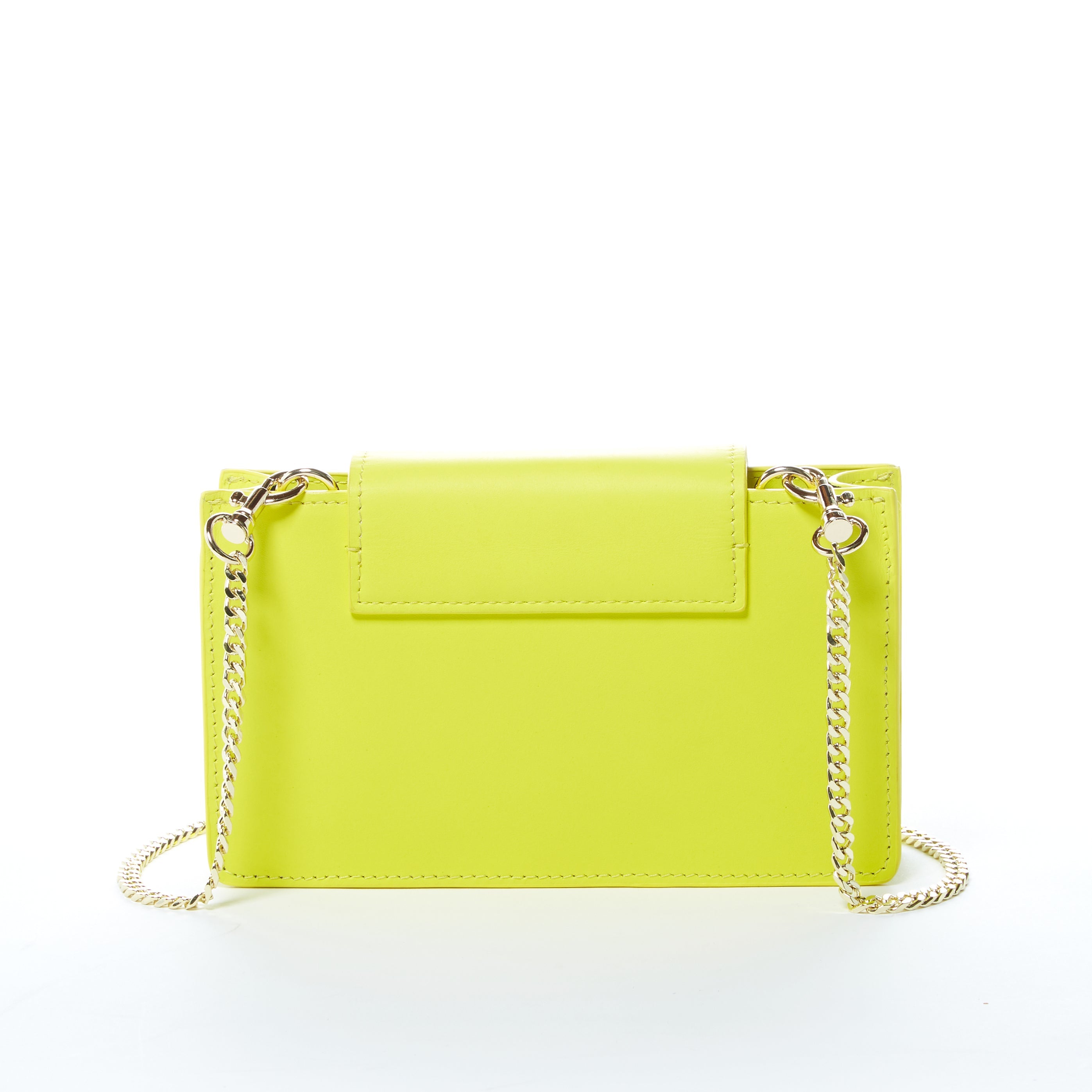 Bright Yellow Mini Crossbody Purse Chain Strap Leather Wristlet Women's Handbag SUSU