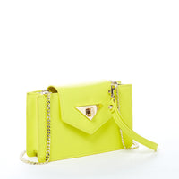 Bright Yellow Mini Crossbody Purse Chain Strap Leather Wristlet Women's Handbag SUSU