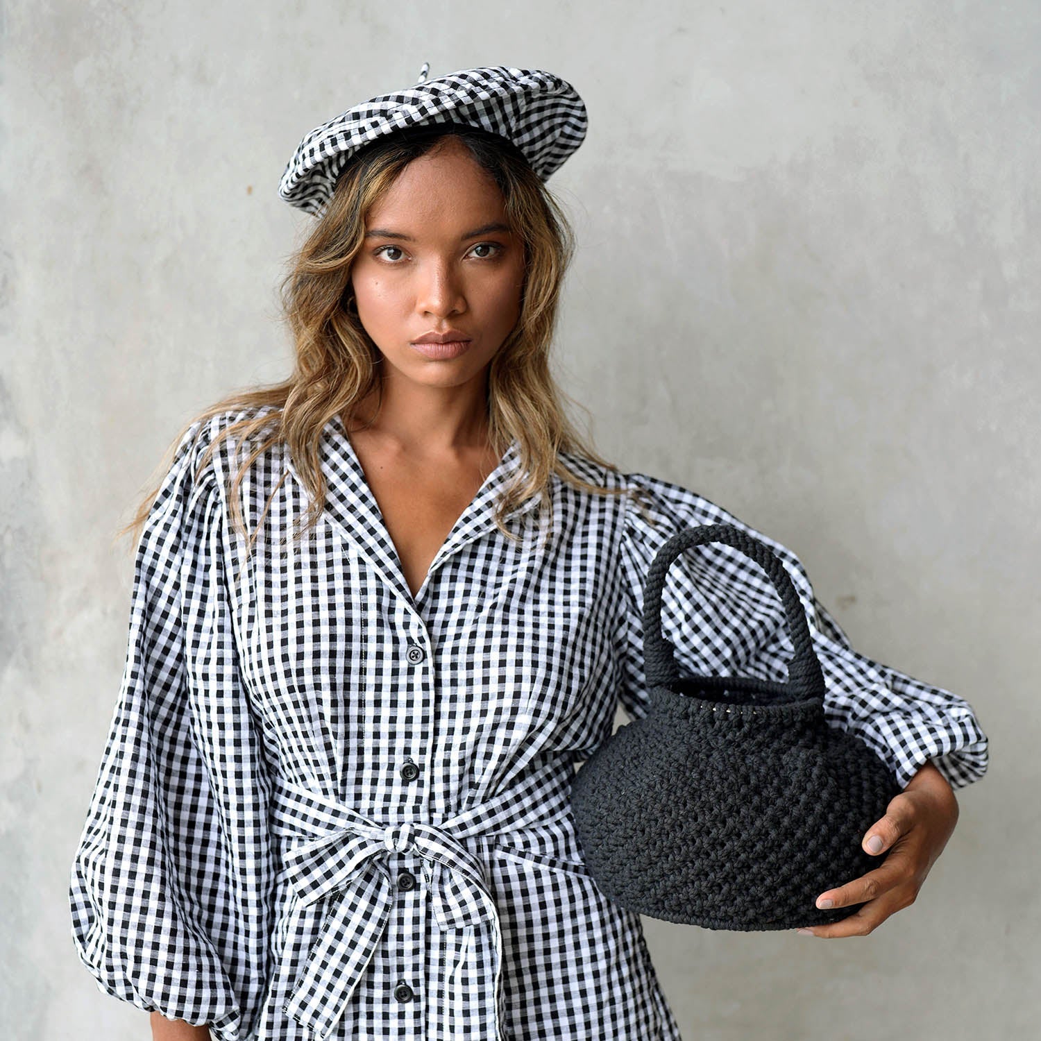 NAGA Macrame Bucket Bag In Black - Diazza