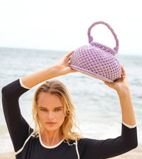 Naga Macrame Bucket Bag, in Periwinkle Purple - Diazza