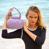 Naga Macrame Bucket Bag, in Periwinkle Purple - Diazza