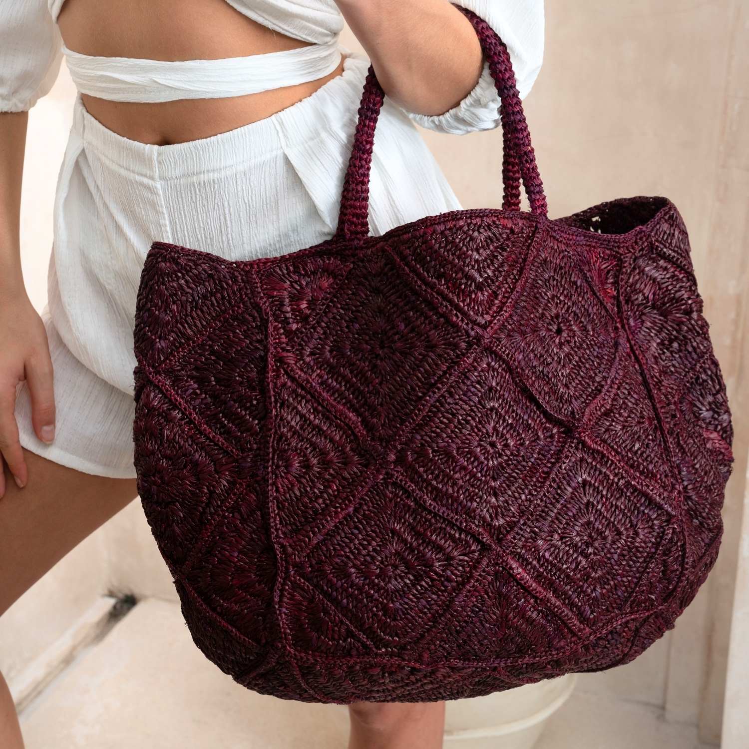 NICO — Handwoven Raffia Tote Bag, Natural - Diazza