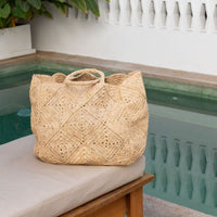 NICO — Handwoven Raffia Tote Bag, Natural - Diazza