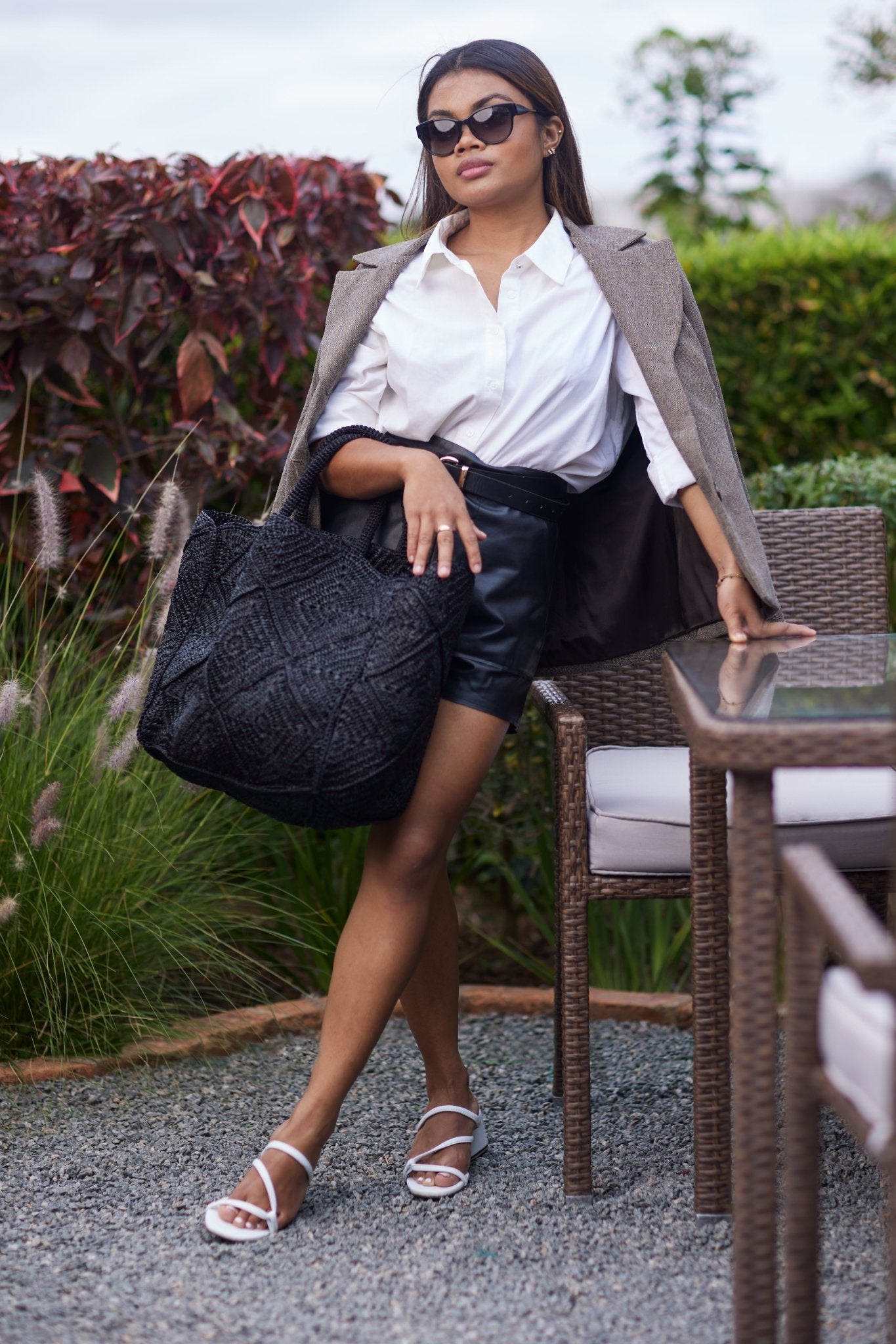 NICO — Handwoven Raffia Tote Bag, Natural - Diazza