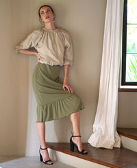NORMA Recycled Ruffle Jacket, in Beige - Diazza