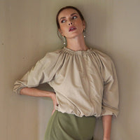 NORMA Recycled Ruffle Jacket, in Beige - Diazza
