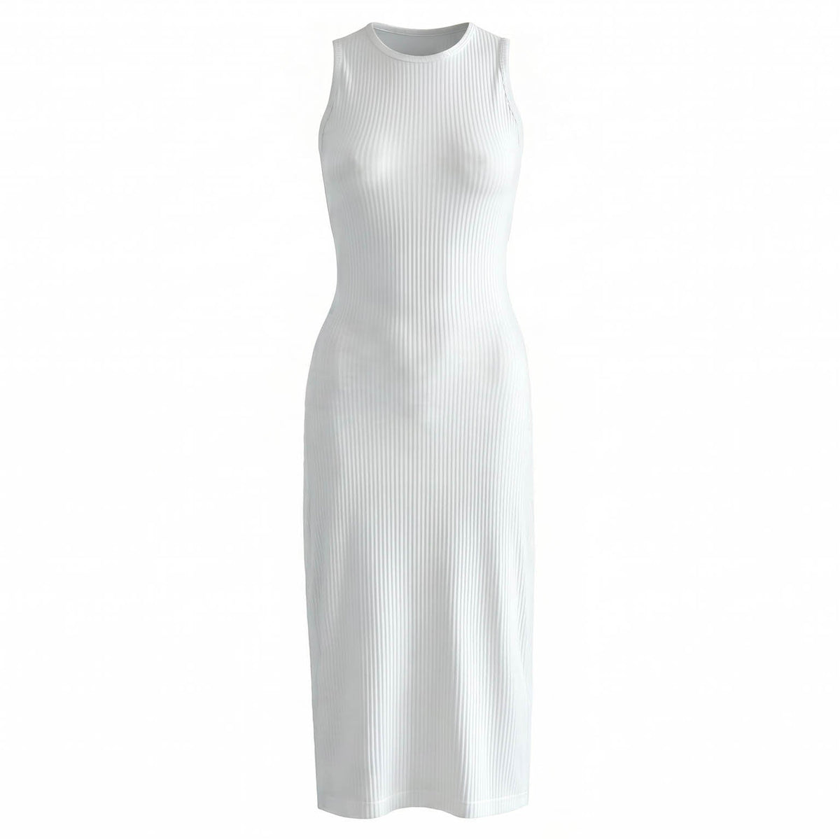 OLA — Bali Ecovero Ribbed Midi Dress, Off White - Diazza