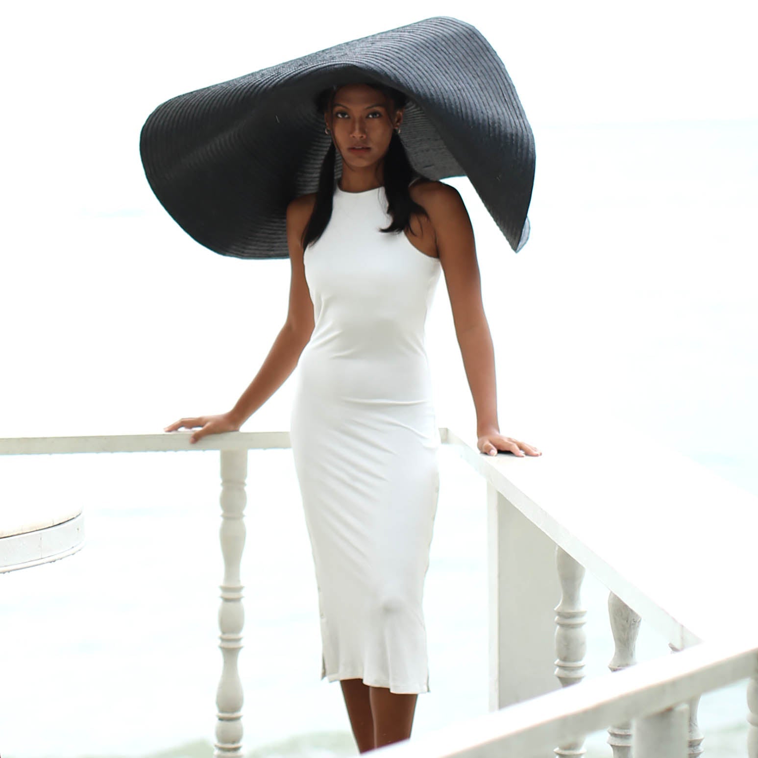 OLA Ecovero Rib Midi Dress In Off White - Diazza