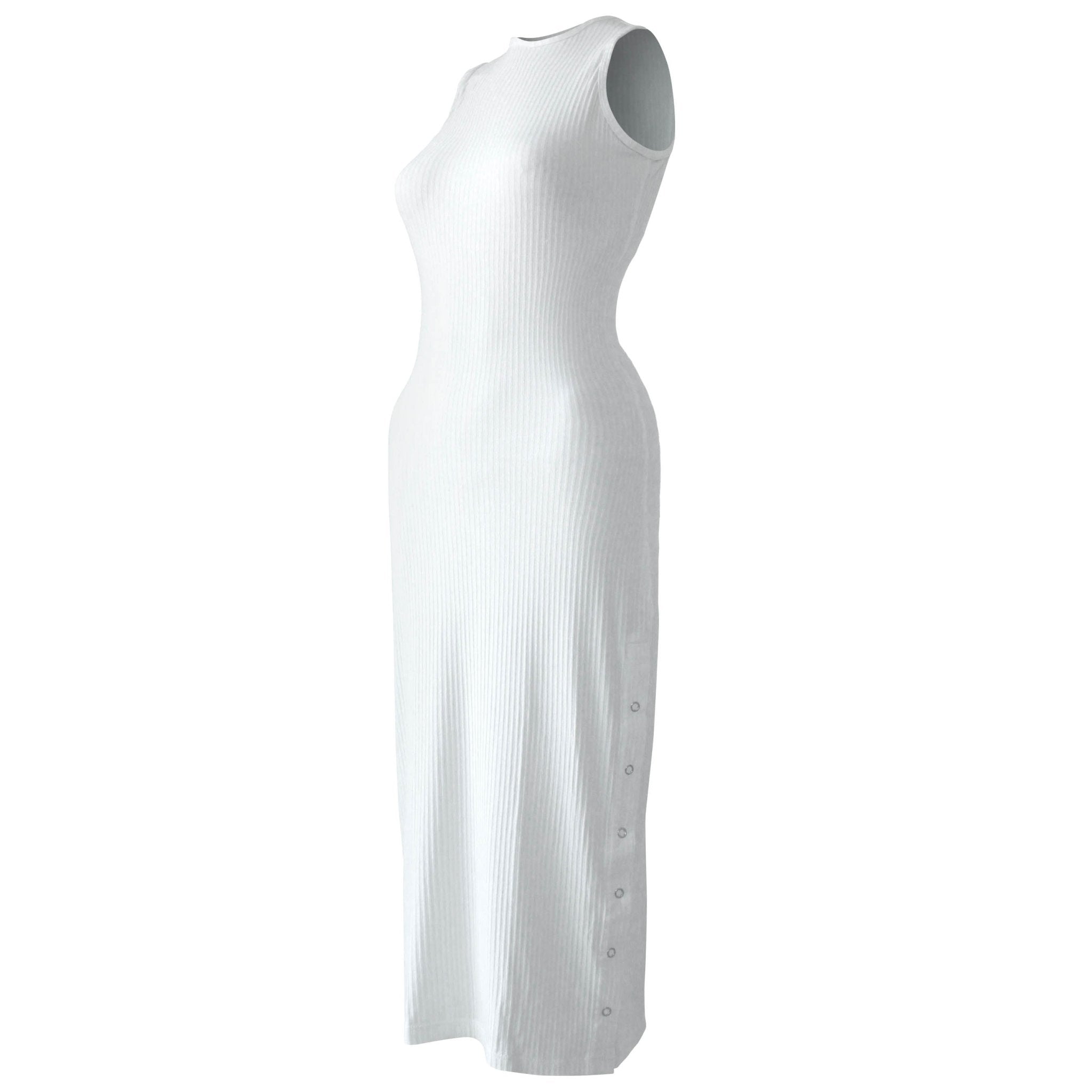 OLA Ecovero Rib Midi Dress In Off White - Diazza