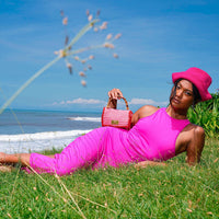 OLA Recycled Midi Dress In Dragonfruit Pink - Diazza