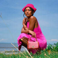 OLA Recycled Midi Dress In Dragonfruit Pink - Diazza