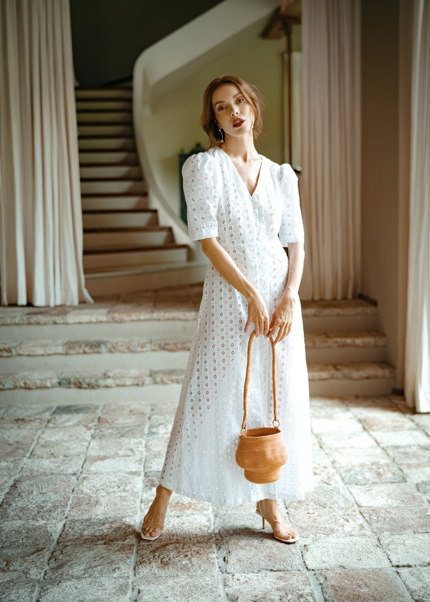 OLYMPIA Embroidered Cotton Dress - Diazza