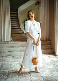 OLYMPIA Embroidered Cotton Dress - Diazza