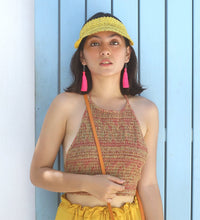 Palm Visor Hat In Turmeric Yellow - Diazza