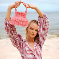 PETITE NAGA Macrame Bucket Bag, in Candy Pink - Diazza
