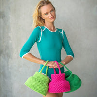 PETITE NAGA Macrame Bucket Bag In Dragonfruit Pink - Diazza