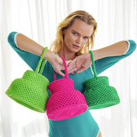 PETITE NAGA Macrame Bucket Bag In Dragonfruit Pink - Diazza